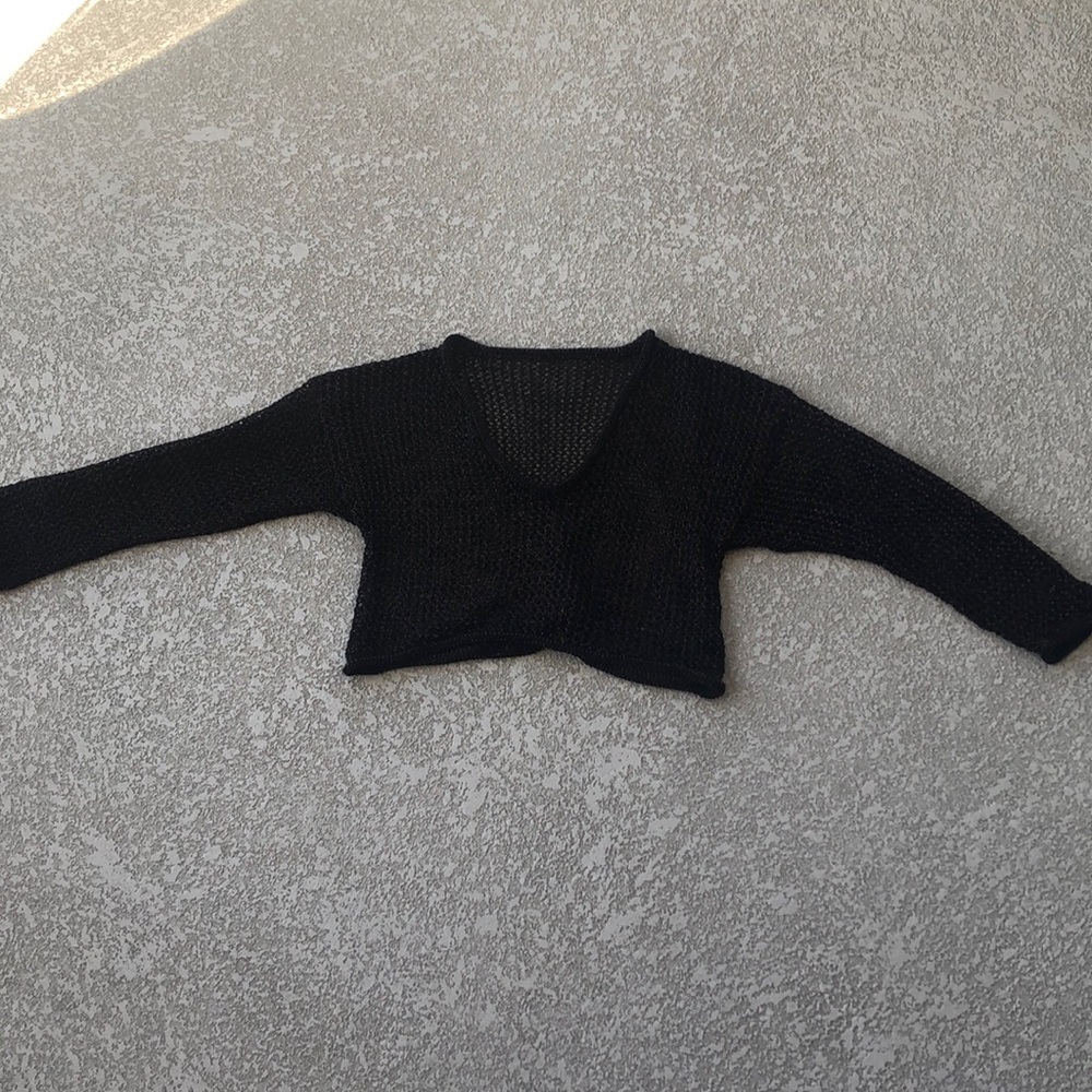 Cropped Brown and Black Sparkly Sweater